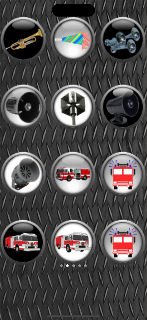 Horns and Sirens app soundboard with fire truck and horn icons