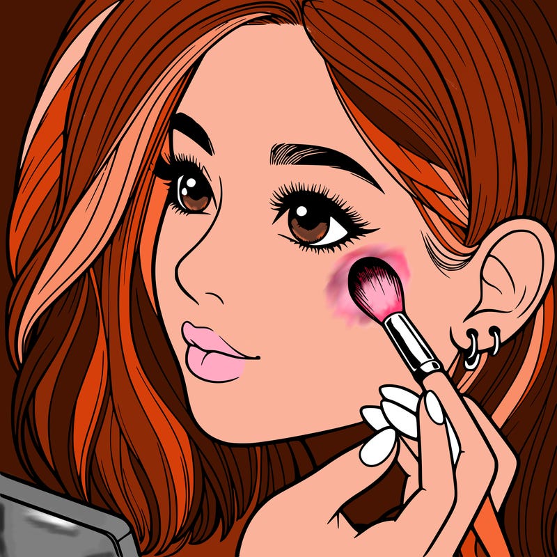 a realistic girl doing her makeup