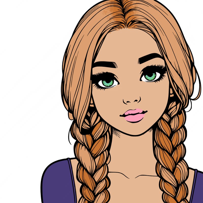realistic girl with braids