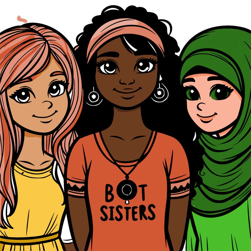 three sisters with a best sisters necklace