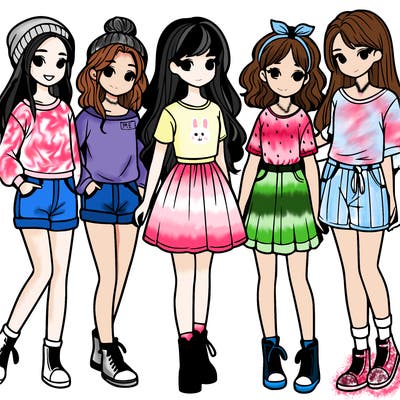 a group of five girls