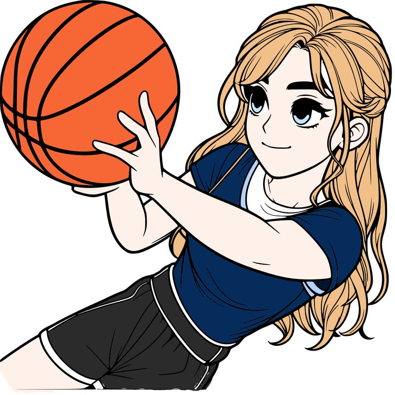 realistic girl playing basketball