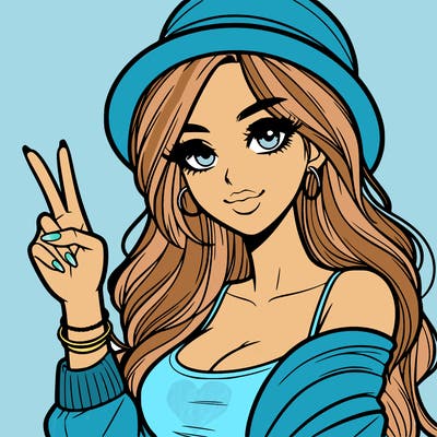 a model holding up the peace sign