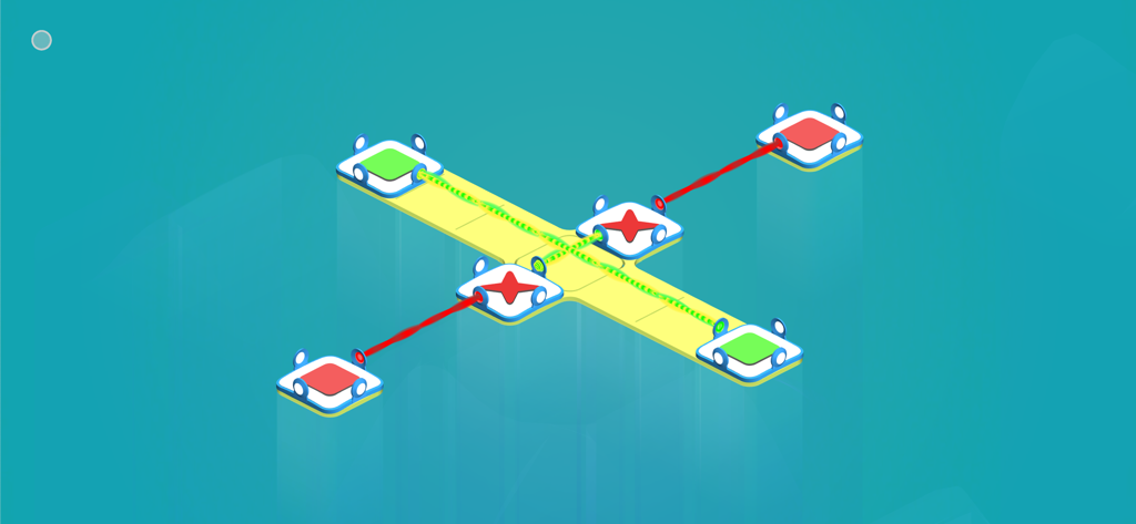 "OXXO" - 幾何学的なパス上のカラフルなブロックと光線を備えたOXXOミニマル3Dパズルゲームプレイ