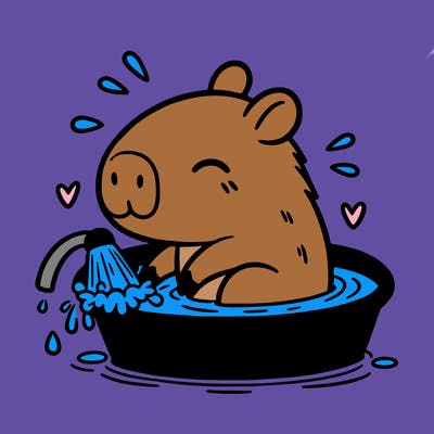 capybara taking a bath