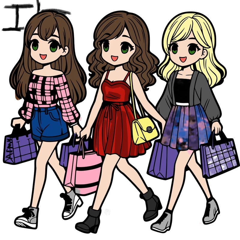 3 girls going shopping