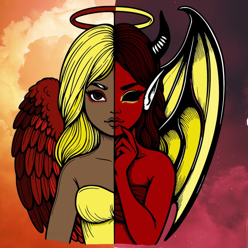 realistic angel half demon