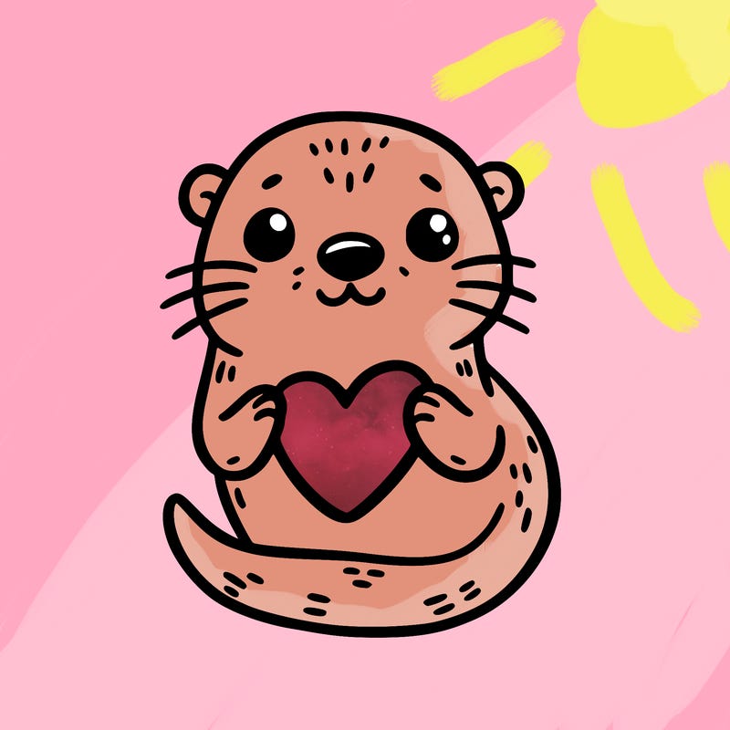 otter with a heart