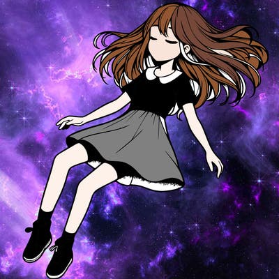 realistic girl floating