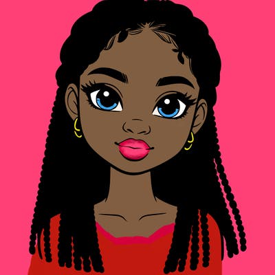 a realistic black girl with braids