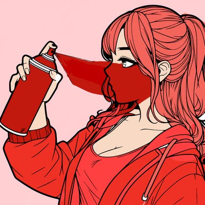 a realistic girl spray, painting