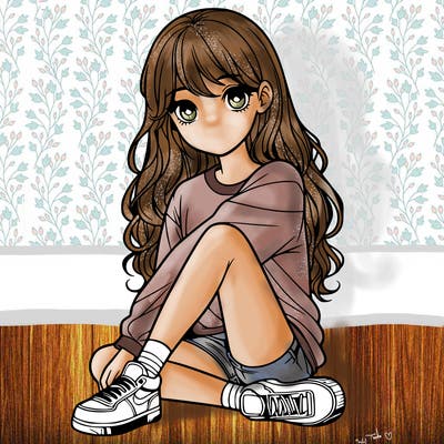 girl sitting realistic