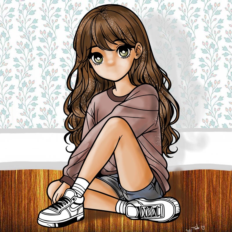 girl sitting realistic