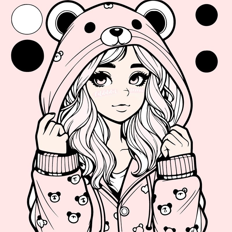 realistic girl in a animal pjs hoodie