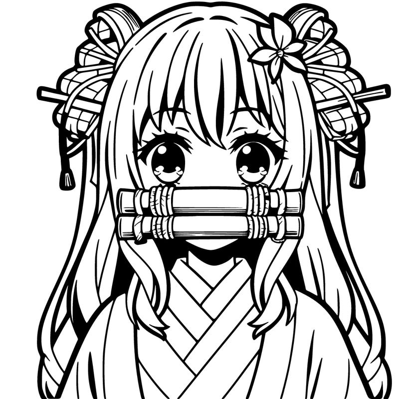 anime girl with bamboo muzzle