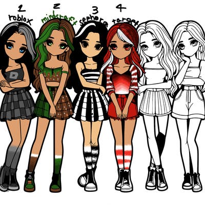 a group of girls realistic