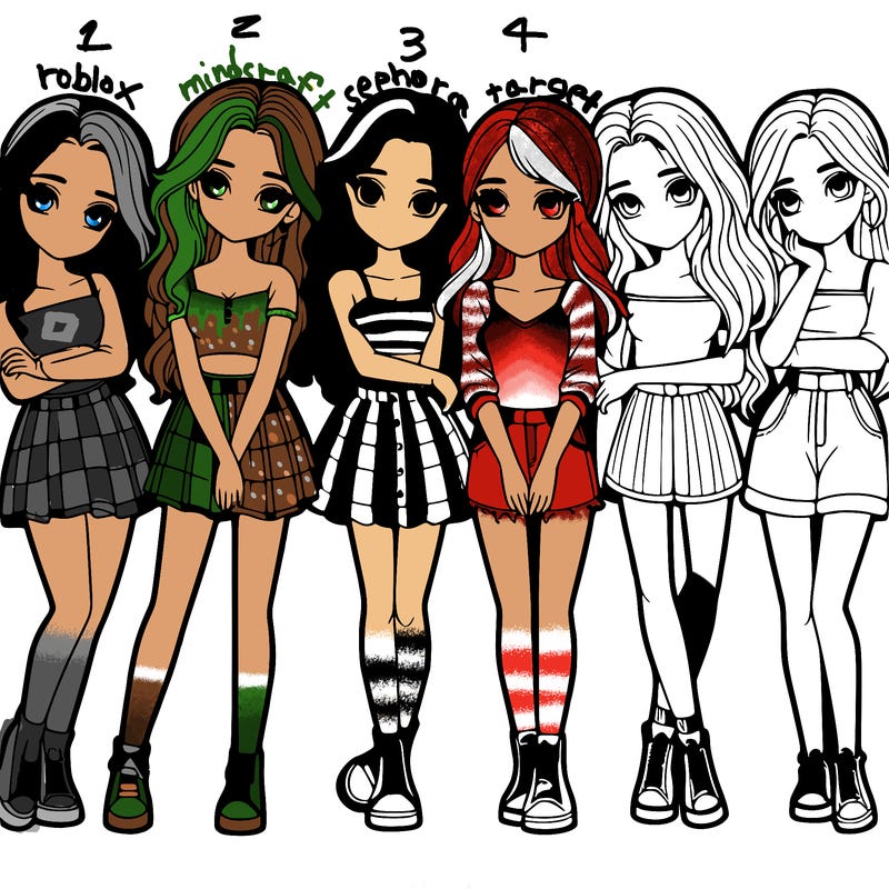 a group of girls realistic