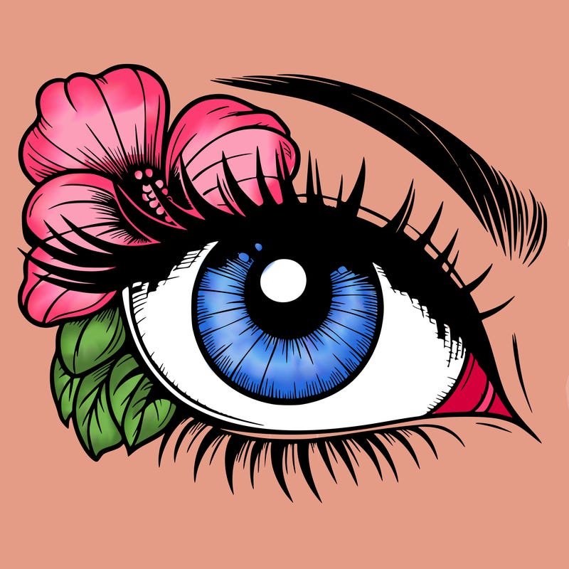realistic eye with flower