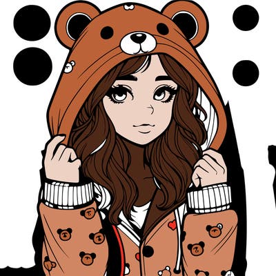 realistic girl in a animal pjs hoodie