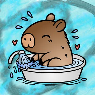 capybara taking a bath