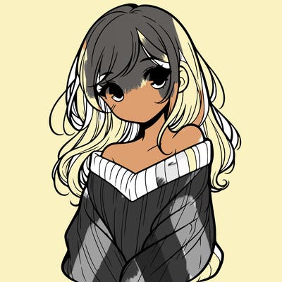 shy pretty girl wearing a sweater that is falling off one shoulder portrait