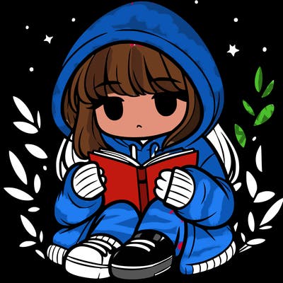 girl in oversized hoodie reading a book