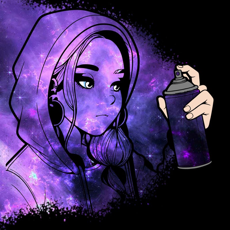 a realistic girl, spray painting