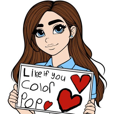 a realistic girl with a sign