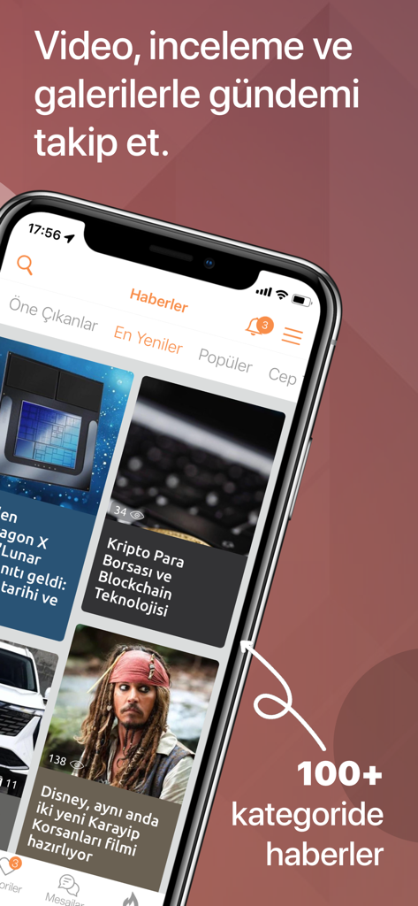 Interface of the DonanimHaber technology news application on a mobile phone