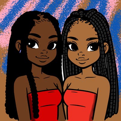 two black girls with box braids