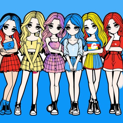 a group of girls realistic