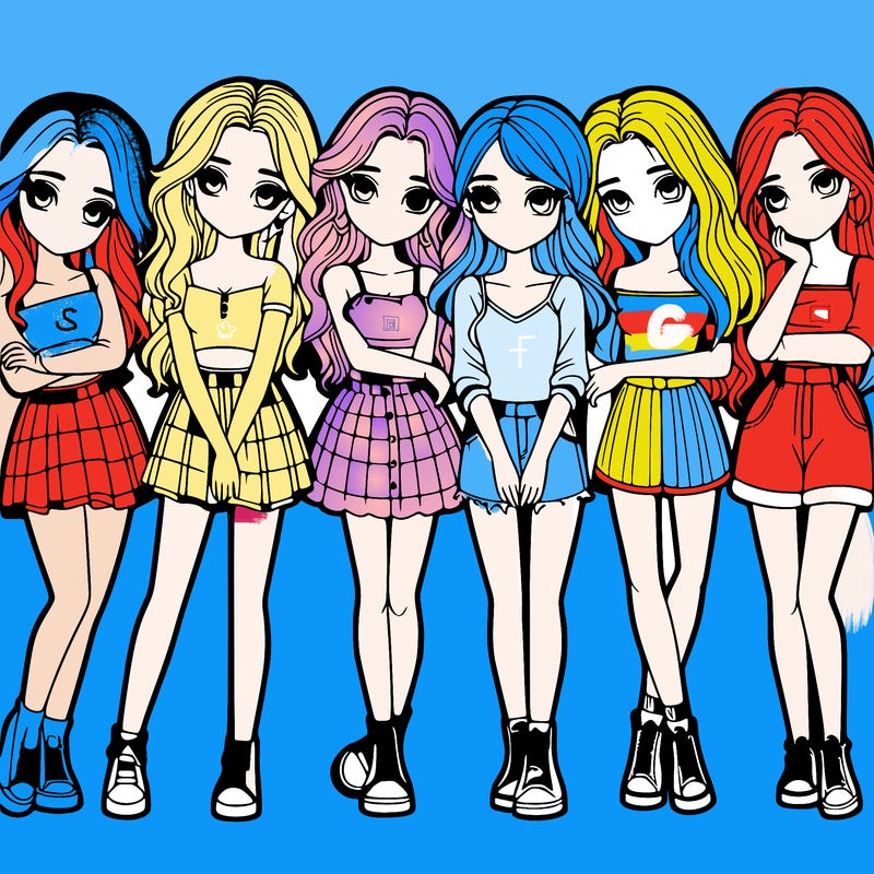 a group of girls realistic