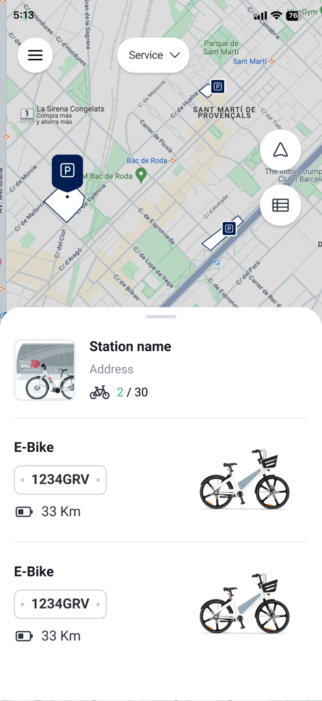 Volkswagen Move - Volkswagen Move App zeigt verfügbare E-Bikes und deren Standorte auf der Karte