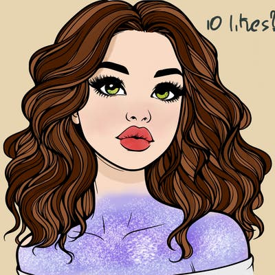 realistic girl with wavy hair and lips