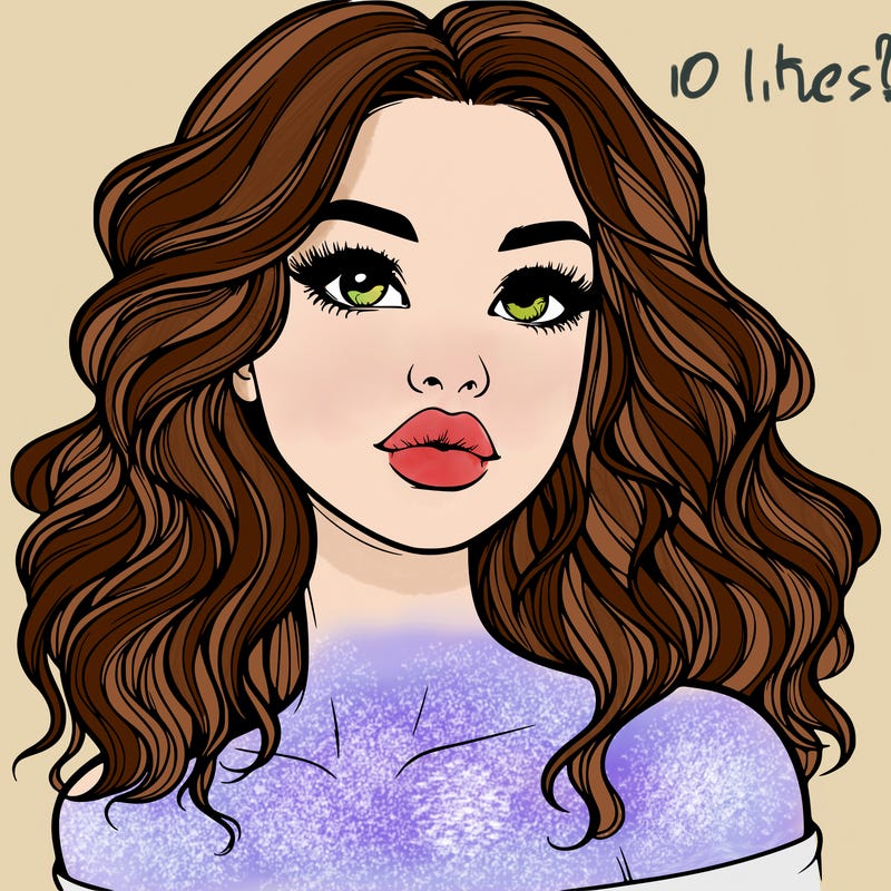realistic girl with wavy hair and lips