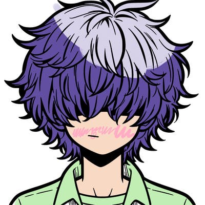 manga boy fluffy hair covering his eyes