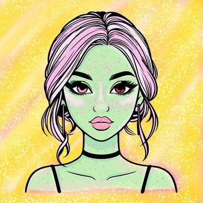 realistic girl with makeup on