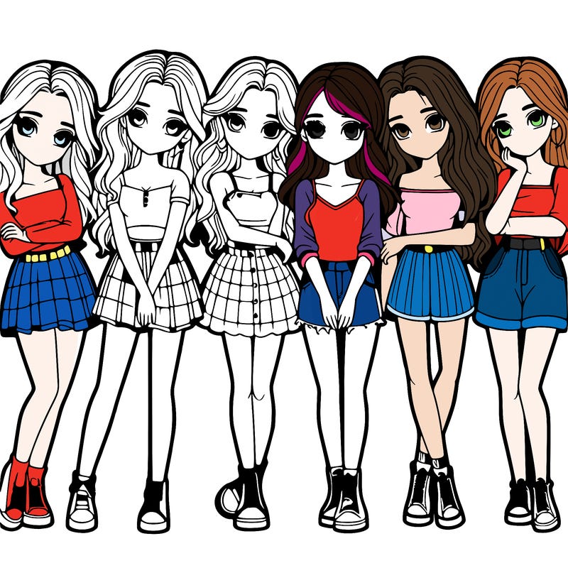 a group of girls realistic