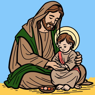 jesus taking care of a baby jesus