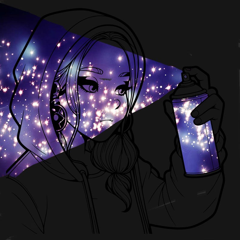 a realistic girl, spray painting