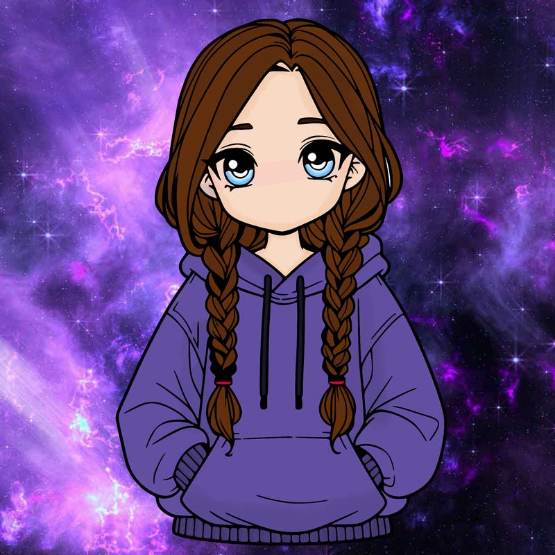 a realistic girl with a oversized hoodie and she has braids
