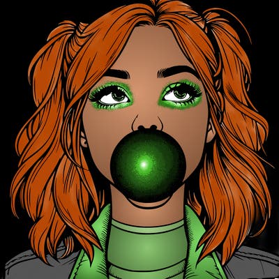 realististic girl blowing bubble -gum