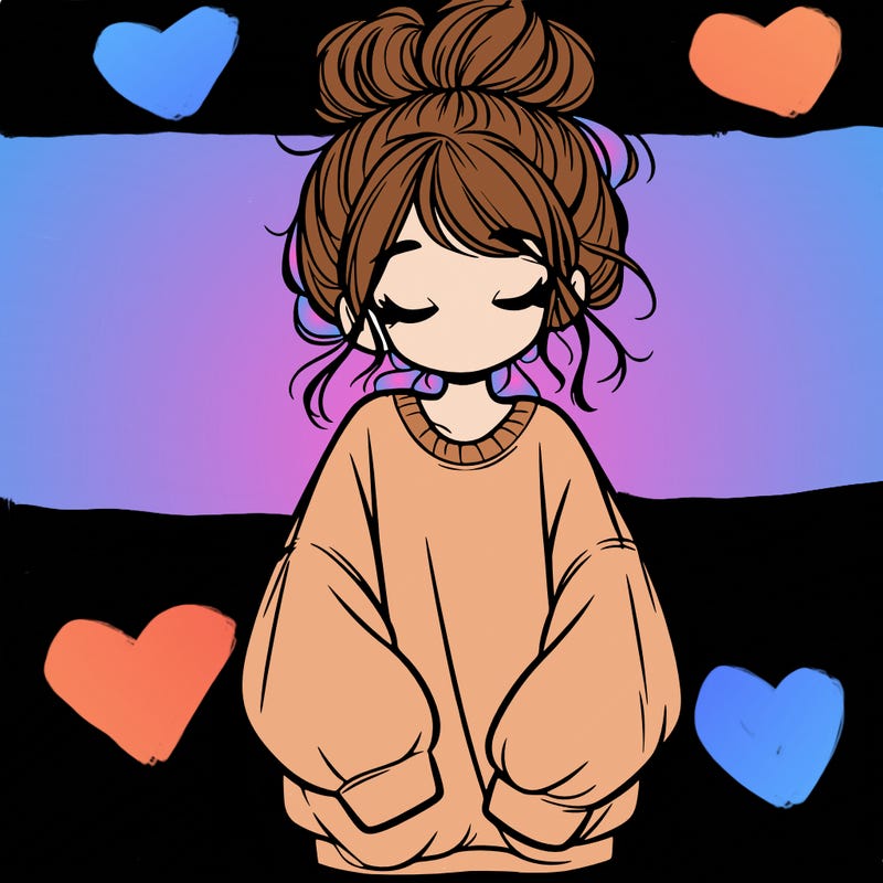 girl with baggy sweatshirt and messy bun