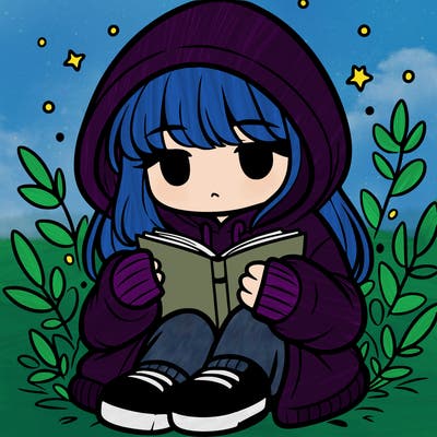 girl in oversized hoodie reading a book