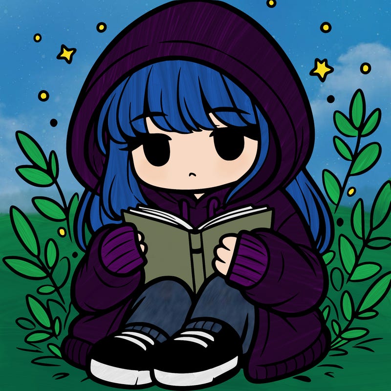 girl in oversized hoodie reading a book
