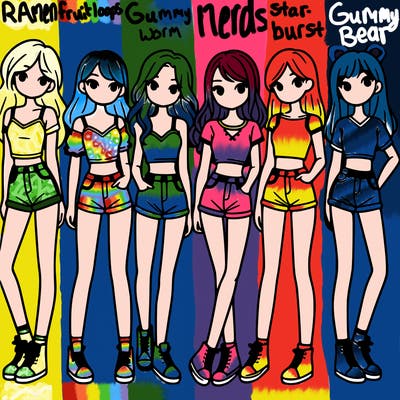 a group of girls wearing crop tops and shorts