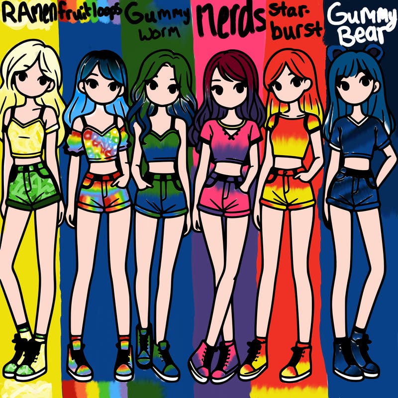 a group of girls wearing crop tops and shorts