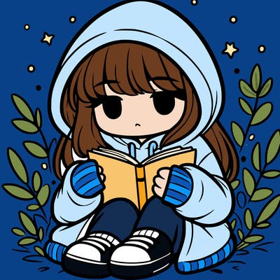 girl in oversized hoodie reading a book