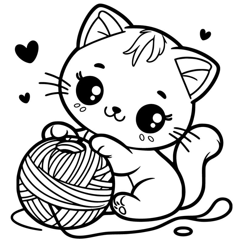 cute cat playing with yarn