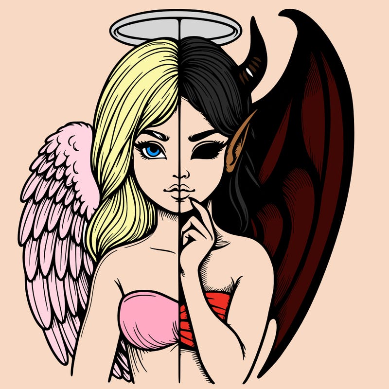 realistic angel half demon